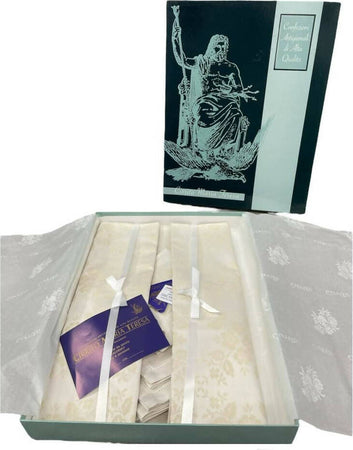 Servizio Da Tavola Per 6 Persone Tovaglia E Tovaglioli Elegante Qualità Sartoriale In Puro Cotone Damascato Articolo Palermo Casa e cucina/Tessili per la casa/Tessili da cucina/Set di tovaglie e tovaglioli Puleo Casa - Palermo, Commerciovirtuoso.it