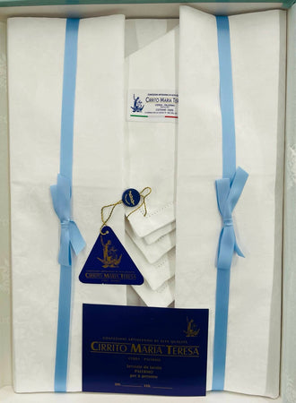 Servizio Da Tavola Per 6 Persone Tovaglia E Tovaglioli Elegante Qualità Sartoriale In Puro Cotone Damascato Articolo Palermo Casa e cucina/Tessili per la casa/Tessili da cucina/Set di tovaglie e tovaglioli Puleo Casa - Palermo, Commerciovirtuoso.it