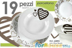 Servizio di piatti tavola 6 persone 19 pezzi forma tonda in porcellana servizio piatti 19 pezzi L'Orchidea - Siderno, Commerciovirtuoso.it