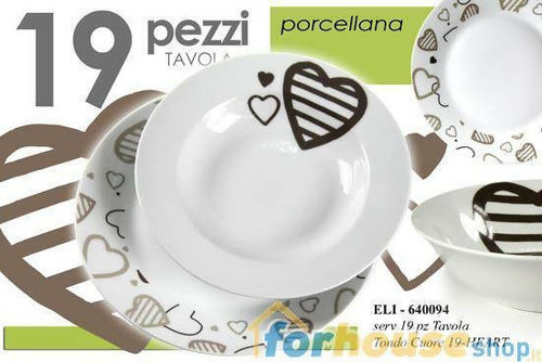 Servizio di piatti tavola 6 persone 19 pezzi forma tonda in porcellana servizio piatti 19 pezzi L'Orchidea - Siderno, Commerciovirtuoso.it