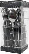 Servizio-Di-Posate-24-Pezzi-Nero-In-Acciaio-Inox-Con-Stand-Sharon-Tavola-Cucina