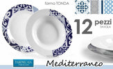 Servizio piatti 6 persone art. mediterraneo 12 pezzi composizione 6 piatti piani +6 piatti fondi PassioneCasa servizio piatti L'Orchidea - Siderno, Commerciovirtuoso.it