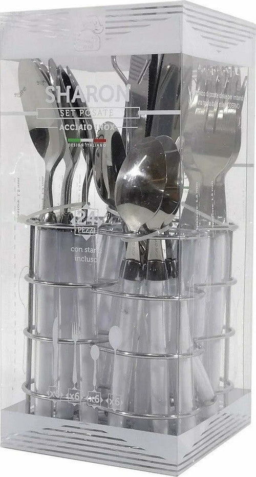 Servizio Posate 24 Pezzi Bianco In Acciaio Inox Con Stand Sharon Tavola Cucina Casa e cucina/Stoviglie/Posate/Set di posate/Set di posate miste Trade Shop italia - Napoli, Commerciovirtuoso.it