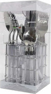 Servizio-Posate-24-Pezzi-Bianco-In-Acciaio-Inox-Con-Stand-Sharon-Tavola-Cucina