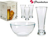 Servizio-Set-5-Pezzi-Ciotola-Vetro-22-Cm-+-4-Bicchieri-Birra-Pub-Aperitivo-Bar