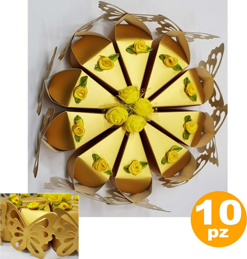 SET 10 BOMBONIERA BOMBONIERE SCATOLINA SPICCHI TORTA ORO FARFALLA PORTACONFETTI Casa e cucina/Hobby creativi/Materiali per hobby creativi/Forniture per feste/Bomboniere Trade Shop italia - Napoli, Commerciovirtuoso.it