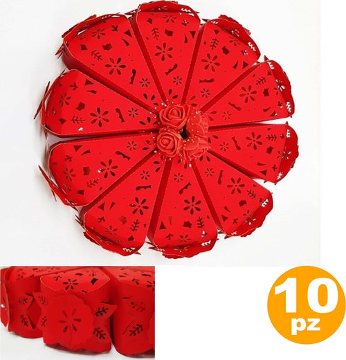 SET 10 BOMBONIERA BOMBONIERE SCATOLINA SPICCHI TORTA ROSSO FIORE PORTACONFETTI Casa e cucina/Hobby creativi/Materiali per hobby creativi/Forniture per feste/Bomboniere Trade Shop italia - Napoli, Commerciovirtuoso.it