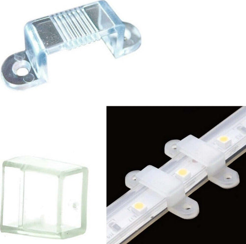 SET 10 CLIP + 2 CONNETTORI GOMMINI CHIUSURA STRISCIA LED BOBINA IMPERMEABILE 12MM VITI  Trade Shop italia - Napoli, Commerciovirtuoso.it