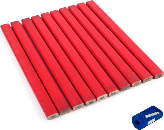 Set 10 Matite rosse per falegname a punta tenera da 30 cm + temperino Fai da te/Utensili elettrici e a mano/Strumenti di misura e layout/Matite per falegname La Zappa - Altamura, Commerciovirtuoso.it
