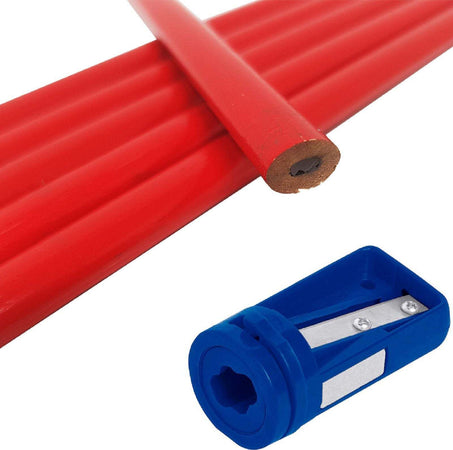 Set 10 Matite rosse per falegname a punta tenera da 30 cm + temperino Fai da te/Utensili elettrici e a mano/Strumenti di misura e layout/Matite per falegname La Zappa - Altamura, Commerciovirtuoso.it