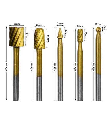 Set 10 Mini Frese Raspe In Acciaio Per Lavorazione Rifinitura Legno Codolo 3 Mm