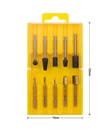 Set 10 Mini Frese Raspe In Acciaio Per Lavorazione Rifinitura Legno Codolo 3 Mm