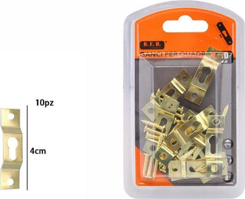 Set 10 Pezzi Ganci Dorati Per Quadri Quadro Cornici Appendere Parete 4 Cm 07519 Casa, arredamento e bricolage > Accessori Casa > Cornici e Portafoto Trade Shop italia - Napoli, Commerciovirtuoso.it