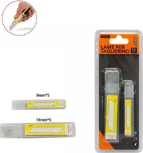 Set 10 Pezzi Lama Lame Di Ricambio Per Taglierino Cutter In 2 Grandezze 71078 Casa, arredamento e bricolage > Bricolage e fai da te > Utensili Manuali > Set di Utensili Trade Shop italia - Napoli, Commerciovirtuoso.it