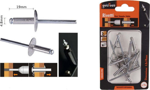 Set 10 Pezzi Rivetti Rivetto 4.8x19 Mm Accessori Per Bricolage Ferramenta 94983 Fai da te/Ferramenta/Chiodi viti ed elementi di fissaggio/Rivetti/Rivetti pieni Trade Shop italia - Napoli, Commerciovirtuoso.it