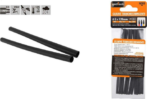Set 10 Pz Guaine Termorestringenti Tubi Termoretrattili Neri 3x120mm Cavi 57062 Fai da te/Materiale elettrico/Gestione del cavo/Guaine per cavi Trade Shop italia - Napoli, Commerciovirtuoso.it