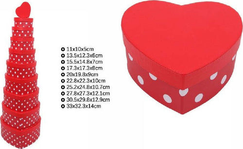 Set 10 Pz Scatole Box Regali Varie Misure Matrioska Forma Cuore Rosso Pois 71953 Casa, arredamento e bricolage > Prodotti per Feste Trade Shop italia - Napoli, Commerciovirtuoso.it