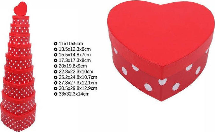 Set 10 Pz Scatole Box Regali Varie Misure Matrioska Forma Cuore Rosso Pois 71953 Casa, arredamento e bricolage > Prodotti per Feste Trade Shop italia - Napoli, Commerciovirtuoso.it