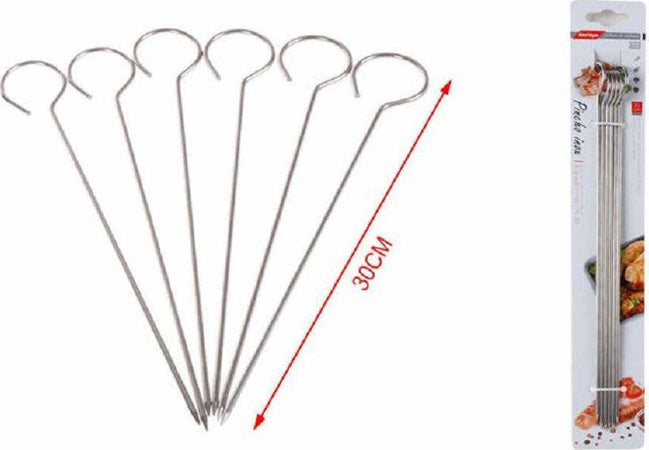 Set 10 Pz Spiedini In Acciaio Inox 30 Cm Impugnatura Uncino Griglia Bbq 2406316 Casa e cucina/Utensili da cucina/Spiedini Trade Shop italia - Napoli, Commerciovirtuoso.it