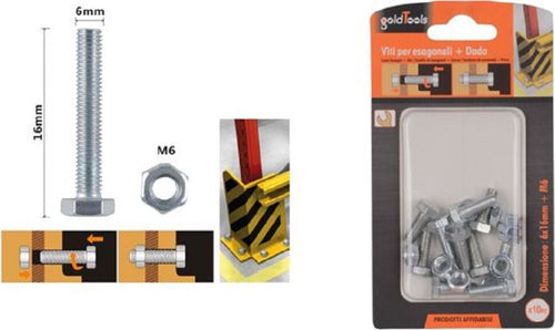 Set 10 Pz Vite Viti Per Esterno A Testa Esagonali 6x16mm Con Dadi Dado M6 90914 Fai da te/Ferramenta/Chiodi viti ed elementi di fissaggio/Viti/Viti a spalla Trade Shop italia - Napoli, Commerciovirtuoso.it