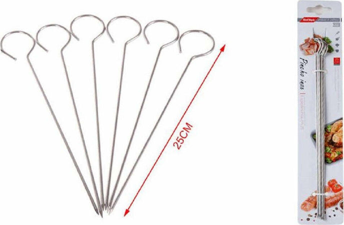 Set 10 Spiedini In Acciaio Inox 25 Cm Impugnatura Uncino Per Griglia Bbq 2406315 Casa e cucina/Utensili da cucina/Spiedini Trade Shop italia - Napoli, Commerciovirtuoso.it