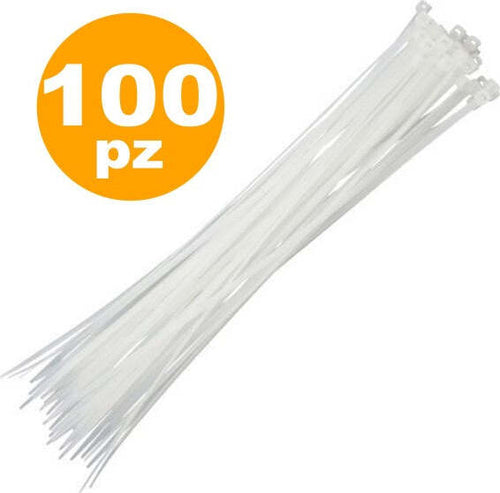 Set-100-Fascette-Autostringenti-4.8x250mm-Auto-Stringenti-Bianco-Trasparente