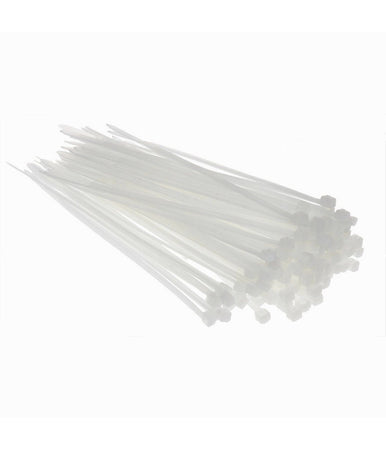 Set 100 Pz Fascette Serracavo Autobloccanti In Nylon Bianco 2.5mmx100mm 25-100-b