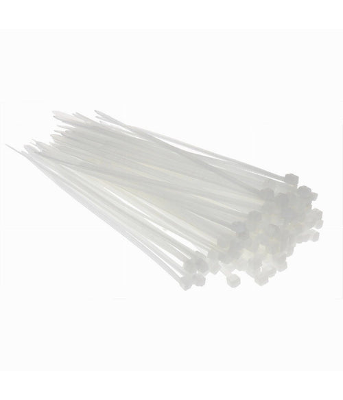 Set 100 Pz Fascette Serracavo Autobloccanti In Nylon Bianco 2.5mmx100mm 25-100-b