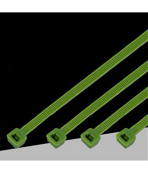 Set 100 Pz Fascette Serracavo Autobloccanti In Nylon Verde 2.5mmx100 Mm 25-100-v