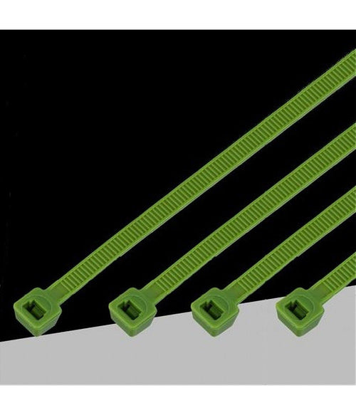 Set 100 Pz Fascette Serracavo Autobloccanti In Nylon Verde 4.8mmx200mm 48-200-v