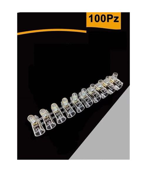 Set 100pz Morsetto A Cappuccio Unipolare Trasparente Per Cavi Sezione 2.5mm Ms-25