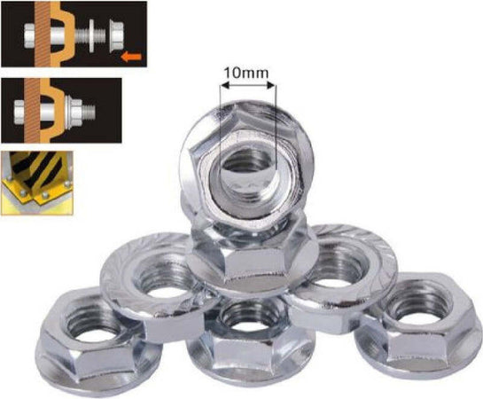 Set-10pz-Dado-Esagonale-Flangiato-Dadi-Di-Serraggio-M10-Bulloni-Vite-10mm-94925