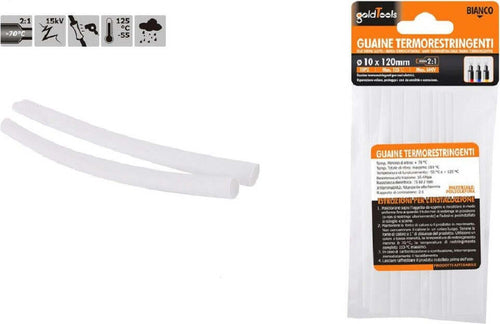 Set 10pz Guaine Termorestringenti Termoretrattili Bianche 10 X 120 Mm Cavi 57070 Fai da te/Materiale elettrico/Gestione del cavo/Guaine per cavi Trade Shop italia - Napoli, Commerciovirtuoso.it