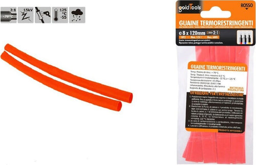 Set 10pz Guaine Termorestringenti Termoretrattili Rosse 8x120 Mm Per Cavi 57084 Fai da te/Materiale elettrico/Gestione del cavo/Guaine per cavi Trade Shop italia - Napoli, Commerciovirtuoso.it