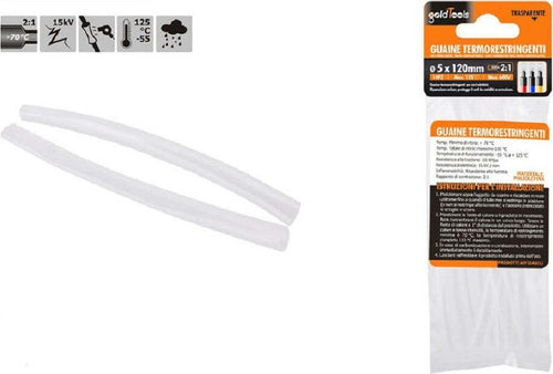 Set 10pz Guaine Termorestringenti Termoretrattili Trasparenti 5x120mm Cavi 57073 Fai da te/Materiale elettrico/Gestione del cavo/Guaine per cavi Trade Shop italia - Napoli, Commerciovirtuoso.it