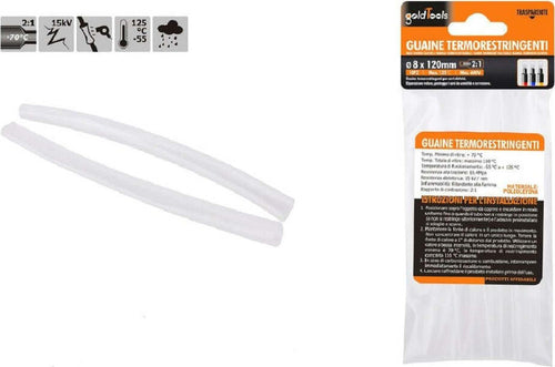 Set 10pz Guaine Termorestringenti Termoretrattili Trasparenti 8x120mm Cavi 57074 Fai da te/Materiale elettrico/Gestione del cavo/Guaine per cavi Trade Shop italia - Napoli, Commerciovirtuoso.it