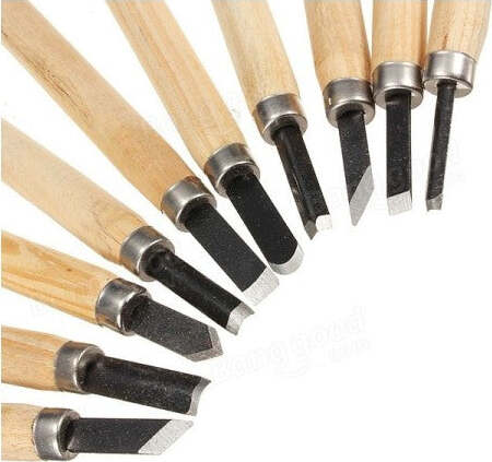 Set 10pz Scalpelli Mini Manico In Legno Acciaio Per Scultura Intaglio Strumenti Fai da te/Utensili elettrici e a mano/Utensili a mano/Scalpelli/Scalpelli per legno Trade Shop italia - Napoli, Commerciovirtuoso.it