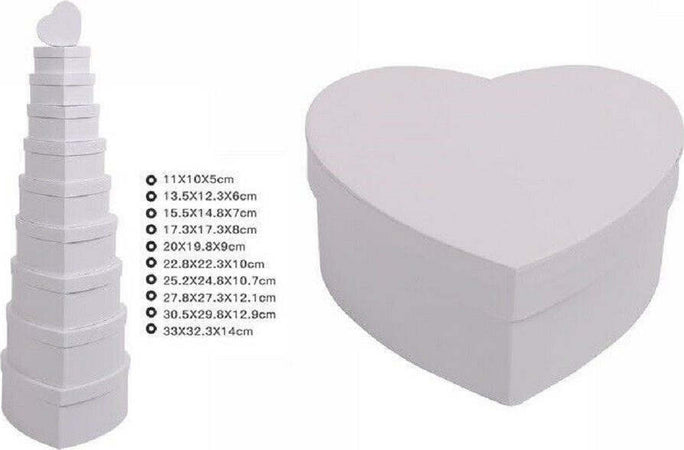 Set 10pz Scatole Box Per Regali Varie Misure Matrioska Forma Cuore Bianco 71960 Casa, arredamento e bricolage > Prodotti per Feste Trade Shop italia - Napoli, Commerciovirtuoso.it