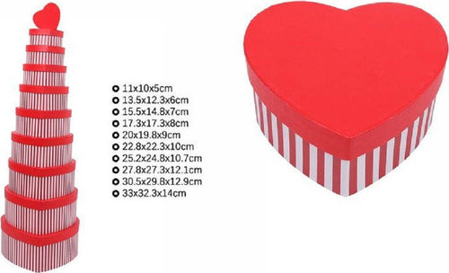 Set 10pz Scatole Box Regali Varie Misure Matrioska Forma Cuore Rosso Righe 71955 Casa, arredamento e bricolage > Prodotti per Feste Trade Shop italia - Napoli, Commerciovirtuoso.it