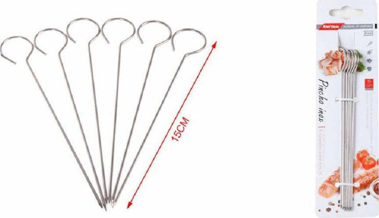 Set 10pz Spiedini In Acciaio Inox 15cm Impugnatura Ad Uncino Griglia Bbq 2406313 Casa e cucina/Utensili da cucina/Spiedini Trade Shop italia - Napoli, Commerciovirtuoso.it