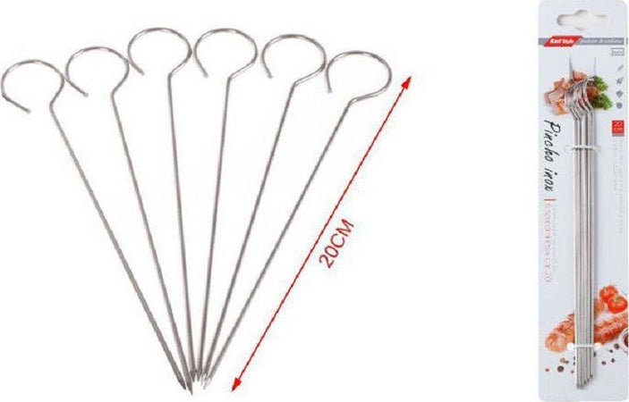 Set 10pz Spiedini In Acciaio Inox 20cm Impugnatura Uncino Per Griglia Bbq 2406314 Casa e cucina/Utensili da cucina/Spiedini Trade Shop italia - Napoli, Commerciovirtuoso.it