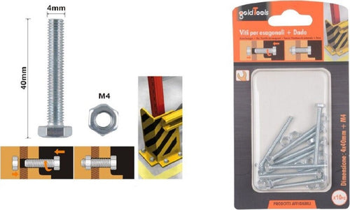 Set 10pz Vite Viti Per Esterno A Testa Esagonali 4 X 40mm Con Dadi Dado M4 90907 Fai da te/Ferramenta/Chiodi viti ed elementi di fissaggio/Kit di bulloni e dadi Trade Shop italia - Napoli, Commerciovirtuoso.it