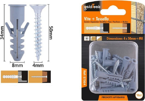 Set 10pz Viti Vite Croce 4x50mm + Tasselli Con Alette Tassello M8 Fischer 57564 Fai da te/Ferramenta/Chiodi viti ed elementi di fissaggio/Viti/Viti a spalla Trade Shop italia - Napoli, Commerciovirtuoso.it