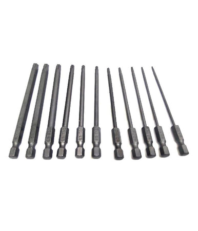 Set 11 Inserti Da T6 A T40 100mm Cacciaviti Torx Per Avvitatore Esagonale 1/4"
