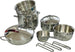 Set-11-pezzi-di-pentole-barazzoni-in-acciaio-inox-18/10lucidato-a-specchio-,-set-camping-impilabile-con-scolapasta