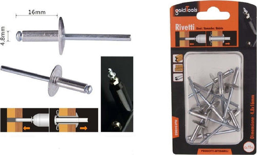 Set 11 Pezzi Rivetti Rivetto 4.8 X 16 Mm Accessori Bricolage Ferramenta 94982 Fai da te/Ferramenta/Chiodi viti ed elementi di fissaggio/Rivetti/Rivetti pieni Trade Shop italia - Napoli, Commerciovirtuoso.it