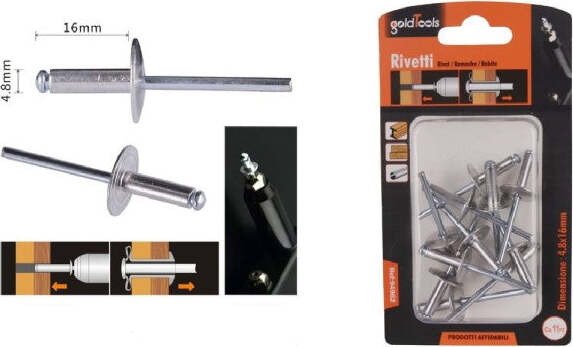 Set-11-Pezzi-Rivetti-Rivetto-4.8-X-16-Mm-Accessori-Bricolage-Ferramenta-94982