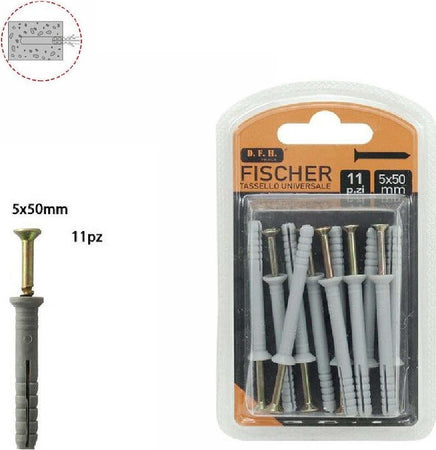 Set 11 Pz Tassello Fisher Universale Viti Chiodi Gancio Tasselli 5 X 50 Mm 69046 Casa, arredamento e bricolage > Bricolage e fai da te > Minuteria Trade Shop italia - Napoli, Commerciovirtuoso.it