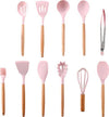 Set 11 utensili da cucina in silicone e legno naturale rosa Casa e cucina/Utensili da cucina/Schiumarole Led Mall Home - Napoli, Commerciovirtuoso.it