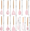 Set 11 utensili da cucina in silicone e legno naturale rosa Casa e cucina/Utensili da cucina/Schiumarole Led Mall Home - Napoli, Commerciovirtuoso.it